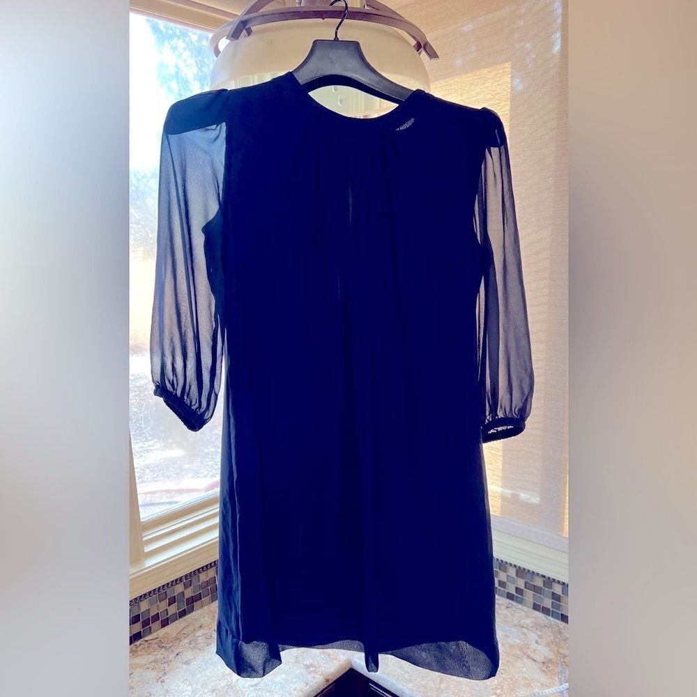 Eva Mendes Navy Shift Dress